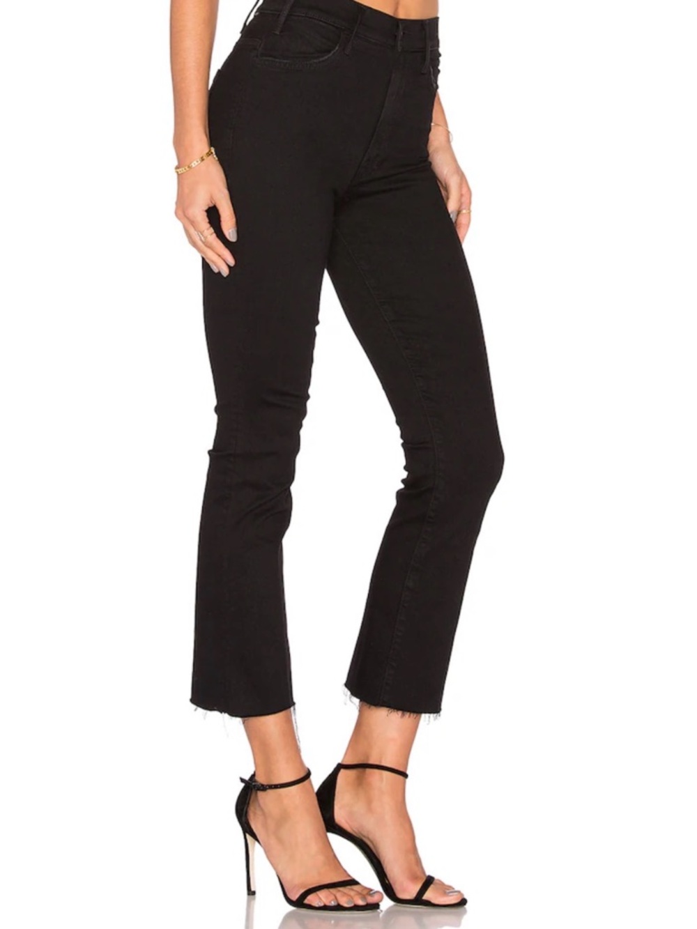 MOTHER Black Ankle Crop Jeans